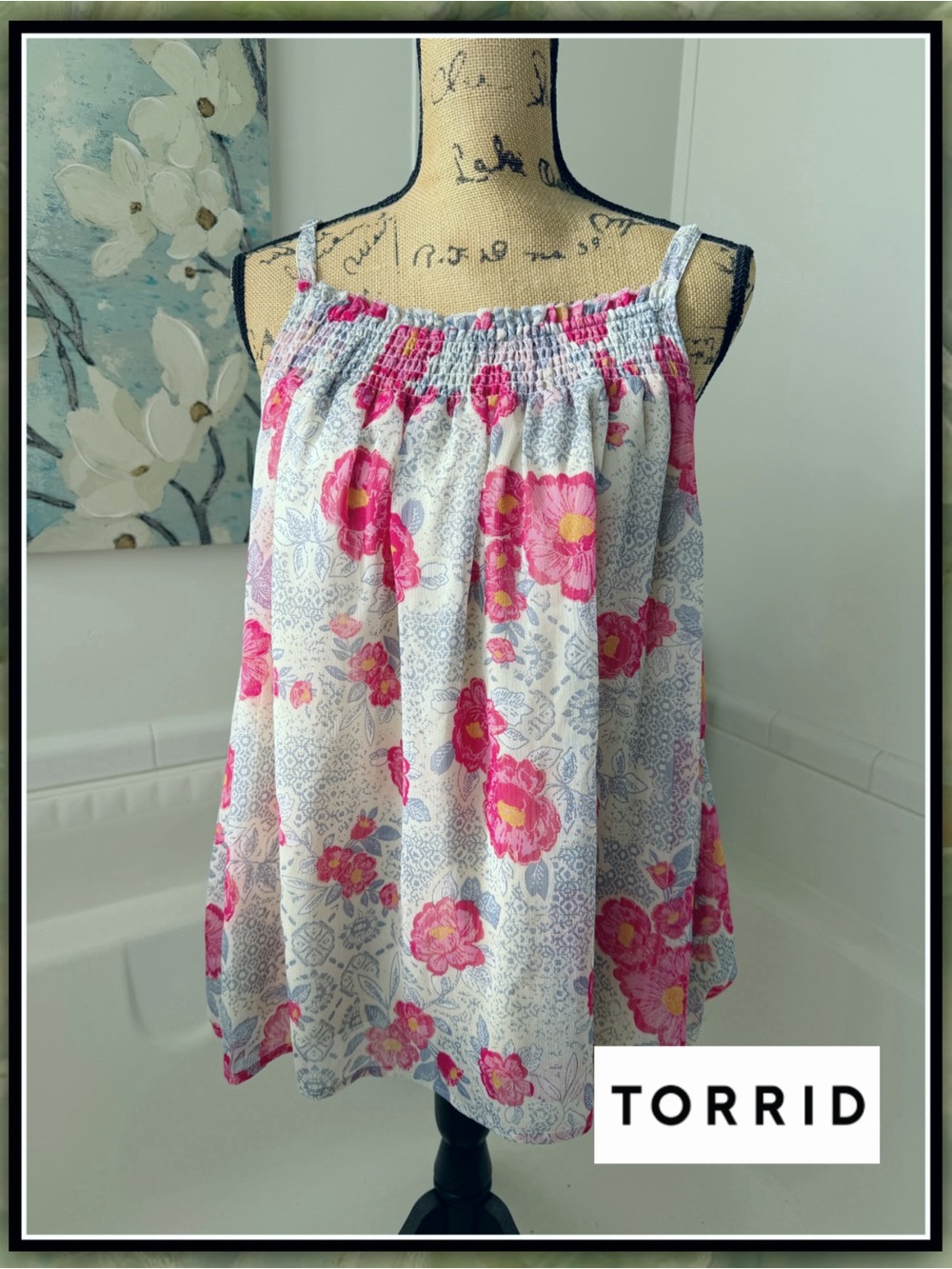 TORRID Floral Smocked Chiffon Tank #T440330pk